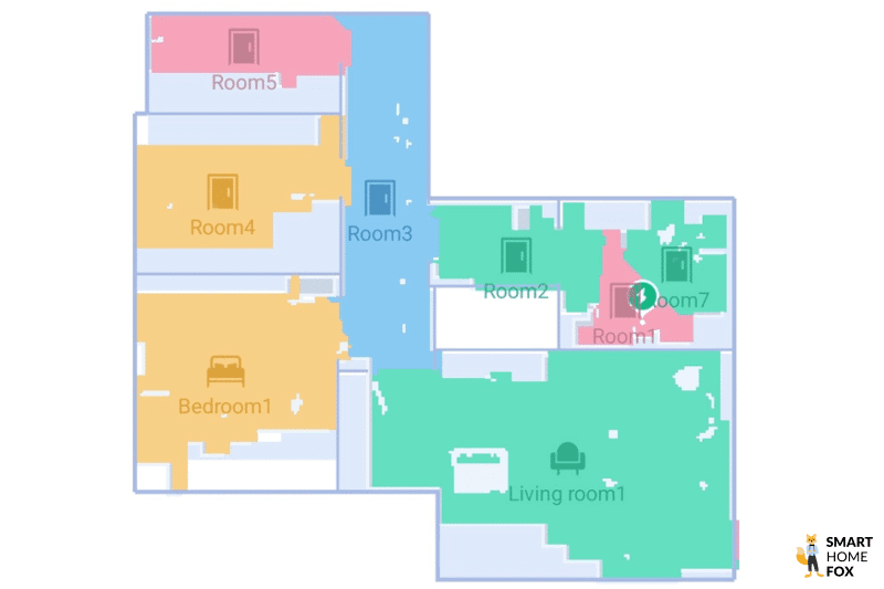 Die Wohnungskarte ist in der Ecovacs Deebot X1 Turbo App zu sehen.